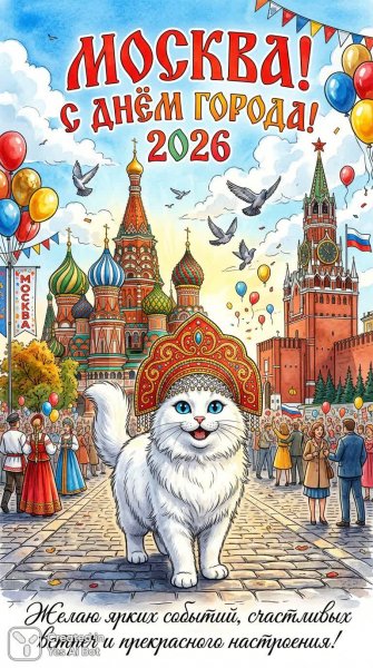 Котофей в Москве: праздник, город и яркие мечты о будущем. Изображение из нейросети Nano-Banana