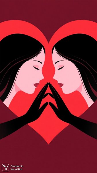 Две женские фигуры в форме сердца: сюрреалистичная романтика. Изображение из нейронной сети Qwen images Ai