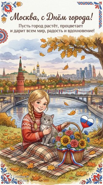 Московская открытка: праздник, уют и осеннее настроение. Генерация из нейронной сети Nano Banana