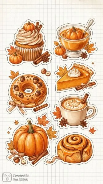 Осеннее вдохновение: восхитительные тыквенные десерты и уютные напитки. Генерация из нейросети Нано Банана