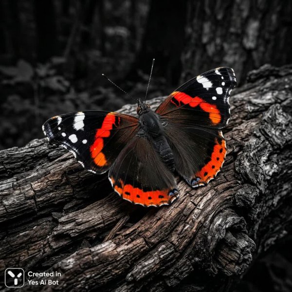 Красочный Red Admiral: элегантность и контраст природы. Изображение из нейросети Nano-Banana
