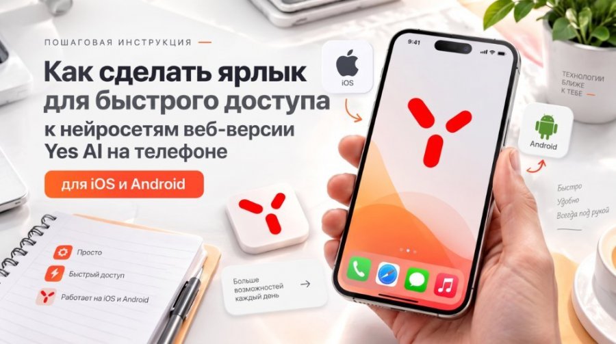 Как сделать ярлык для быстрого доступа к нейросетям веб-версии Yes AI на телефоне: пошаговая инструкция для iOS и Android