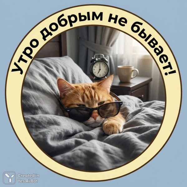 Сладкое утро кота в очках и с будильником. Нейронная сеть Nano Banana