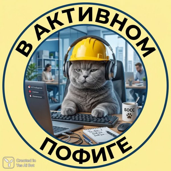 Кот-офисный работник в состоянии полного безразличия. Изображение из нейронной сети Нано Банана