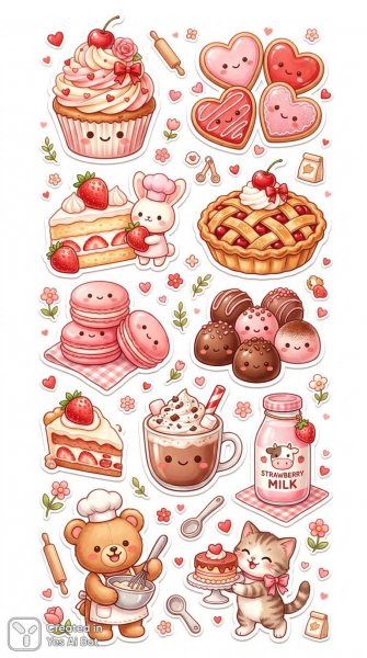 Симпатичные валентинки: набор очаровательных наклеек с выпечкой. Изображение из нейронной сети NanoBanana