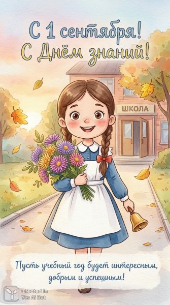 Первое сентября: школьные радости в осеннем утреннем свете. Изображение из нейронной сети Нано Банана