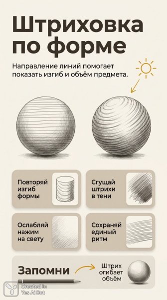 Искусство штрихового рисунка: передача объема и формы с помощью линий. Изображение из нейронной сети Nano-Banana