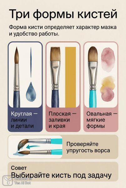 Акварельные кисти: выбор формы для идеального мазка. Нейросеть NanoBanana