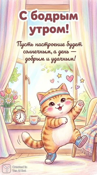 Утро котенка в крошечных кедах: заряд позитива и тепла. Картинка из нейронной сети Нано Банана