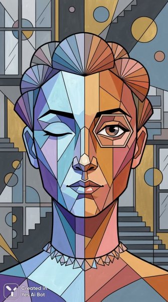 Кубистический портрет: игра света и геометрии в современном искусстве. Нейросеть NanoBanana