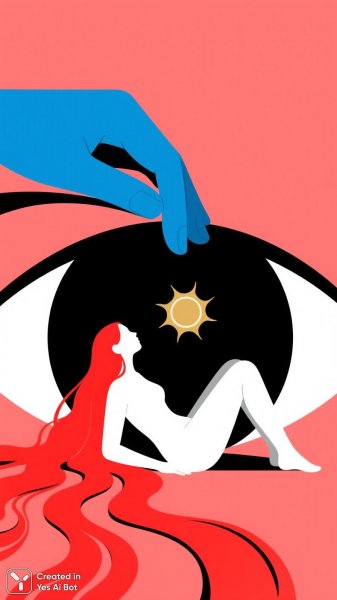 Невероятная красота: сюрреалистичный релакс в черном глазу с золотым солнцем. Картинка из нейросети Qwen Images