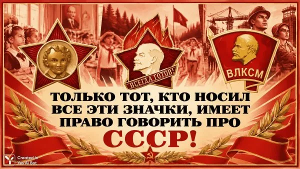 Советские значки: новое художественное переосмысление в стиле плаката!. Изображение из нейросети Sora Image