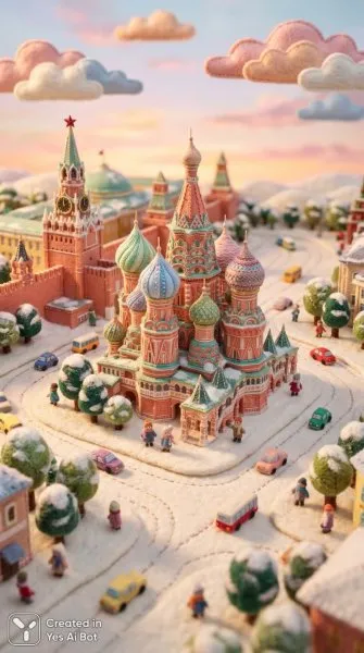 Фетровая Москва: Миниатюрная сказка из шерсти и снегов. Генерация из нейронной сети Nano Banana